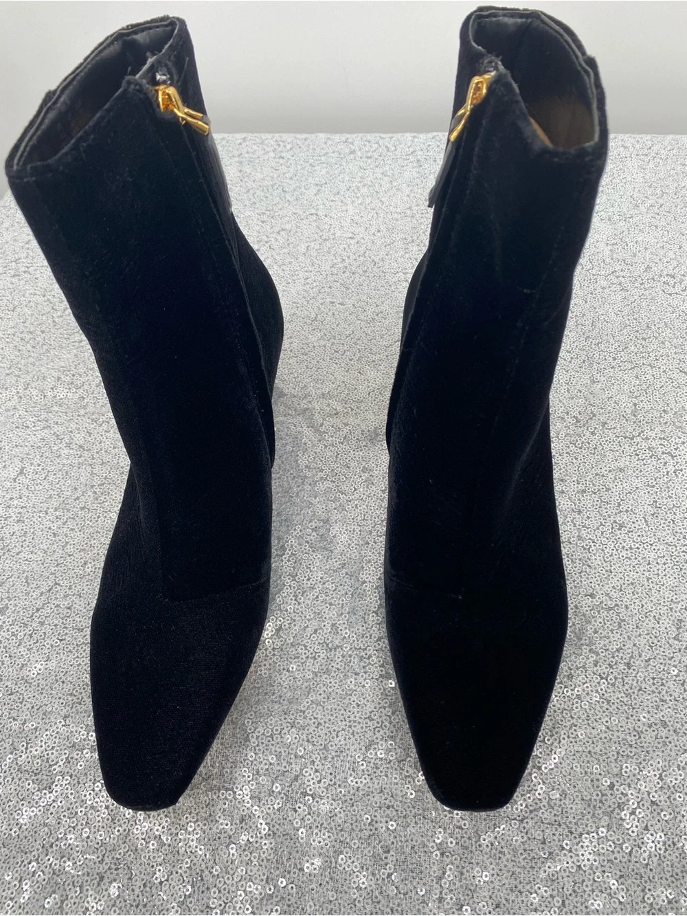 Lauren Ralph Lauren Willa Leather Ankle Boots Black Velvet Size 6.5B